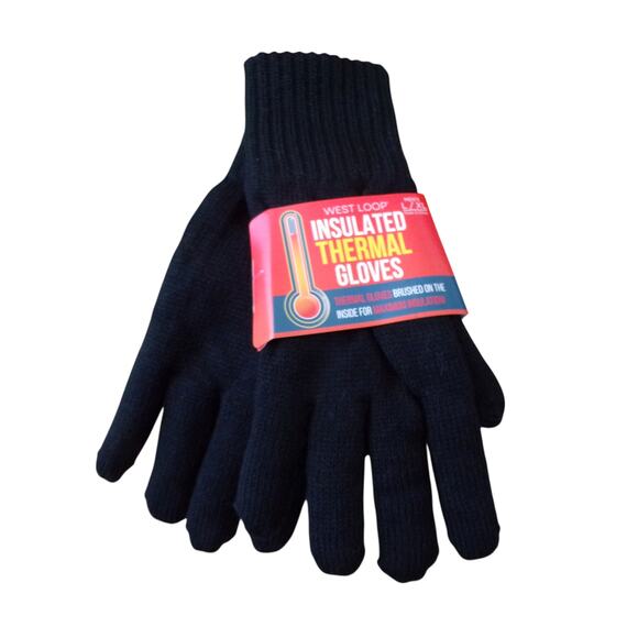 West Loop Men's Thermal Gloves Insulated Thermal Faux Fur Inside Black Size L/XL - Picture 4 of 4